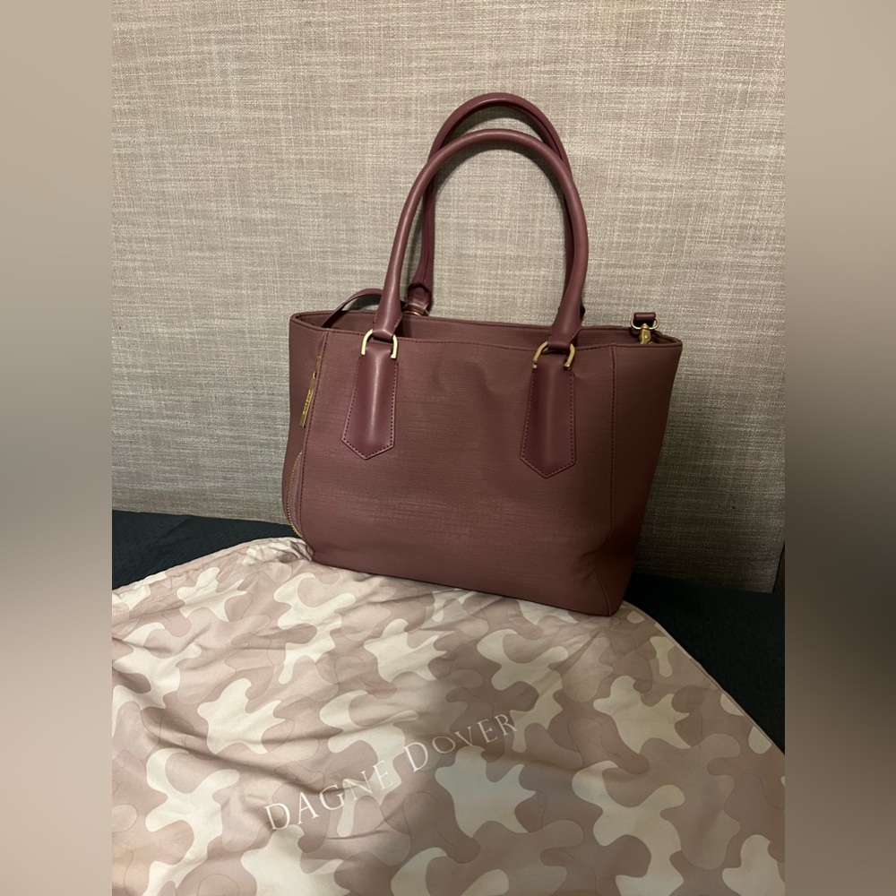 Small Dagne Dover Tote - Saffiano Leather - Dark Blush Pink - Includes Dust Bag